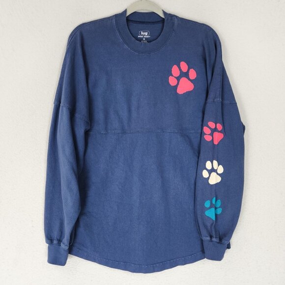 LUG Spirit Jersey Shirt Womens Small Blue Stay Pawsitive Crew Neck Long Sleeve - Picture 2 of 10